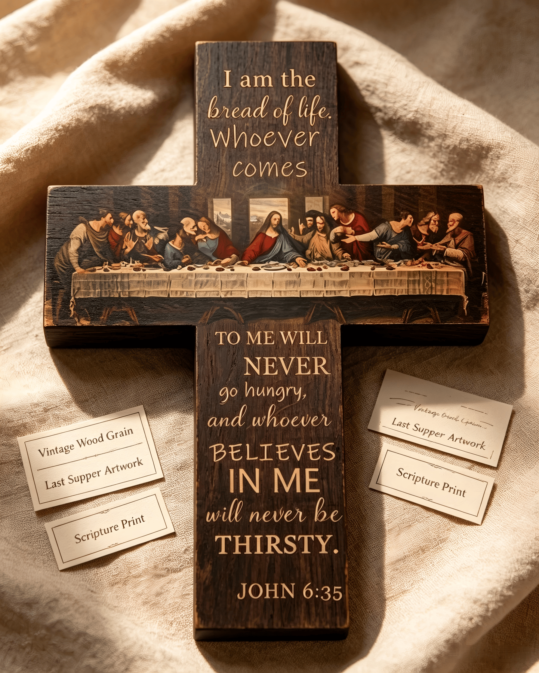 The Last Supper Vintage Wooden Cross Wall Decor