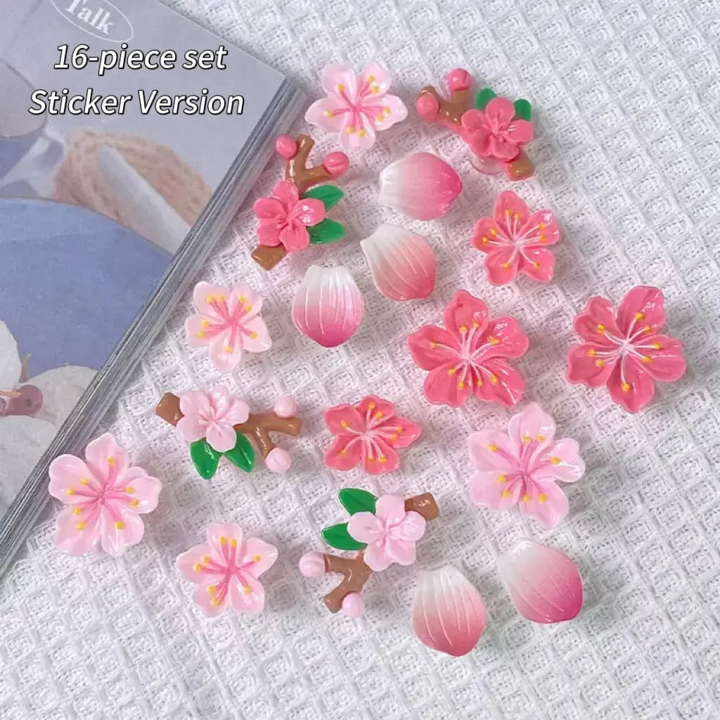 Cantaloupe Flower Car Stickers, 3D Plum Blossom Seamless 16Pcs Waterproof Floral Decals, Cute Cartoon Flower DIY Decoration Car Decals for Your Wedding Day,Festive Indoor Outdoor Use tiktokshopspringglowup